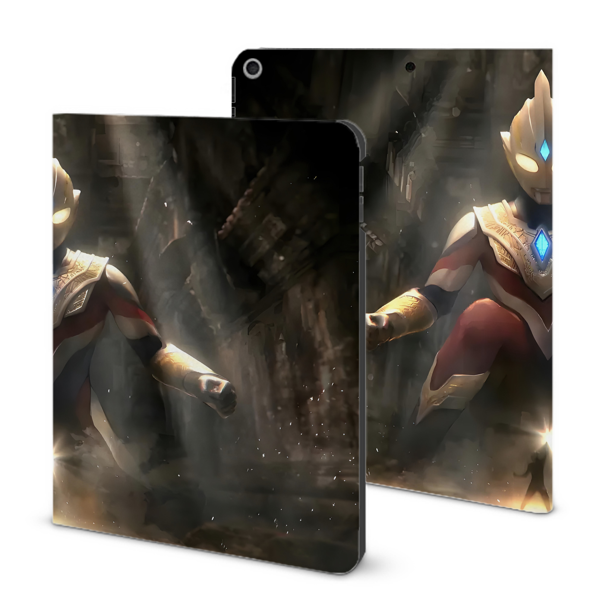 （画像用） ウルトラマン Ultraman IPad ケース ブック型 PUレザー TPU 耐衝撃 軽量 薄型 ペン収納なし 全面保護 IPad 各モデル対応